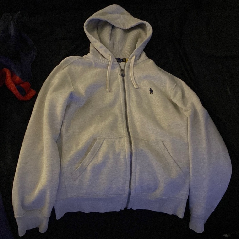 Polo zip up hoodie grey / white